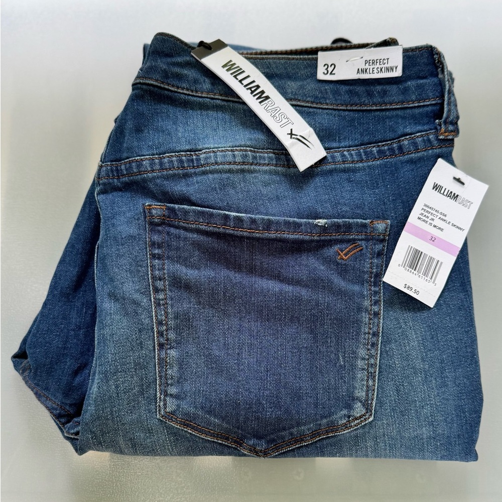 William Rast Perfect Ankle Skinny Jeans – Size 32, Lace-Up Hem Raw Edge